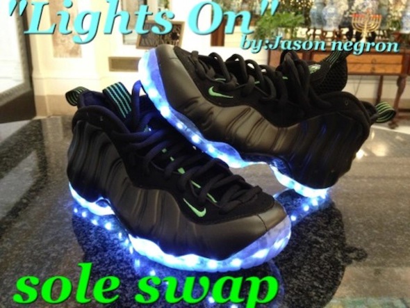 light up nike foamposite sole swap 1 Light Up Nike Air Foamposite Custom Shoes by Sole Swap