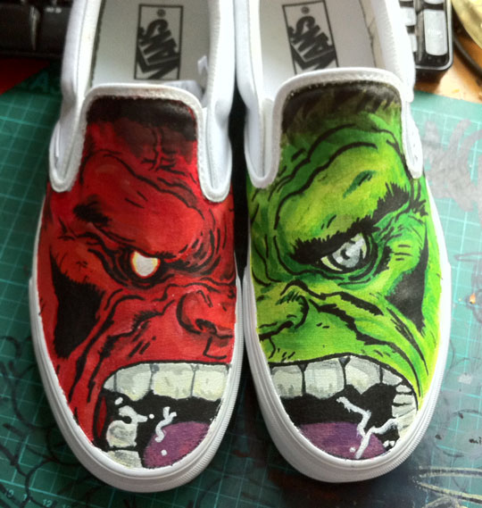Hulk vs Red Hulk Custom Shoes