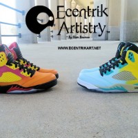 Air Jordan V Summer Love III Collection Customs by @EcentrikShoeArt