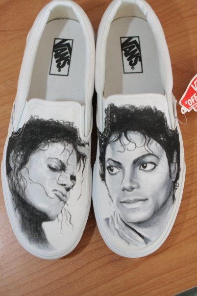 Michael Jackson Portrait Vans Slip On Custom Shoes by Matt Cory