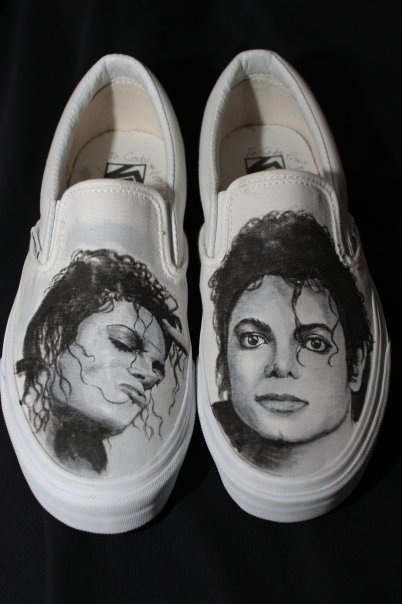 Michael Jackson Portrait Vans Slip On Custom Shoes by Matt Cory